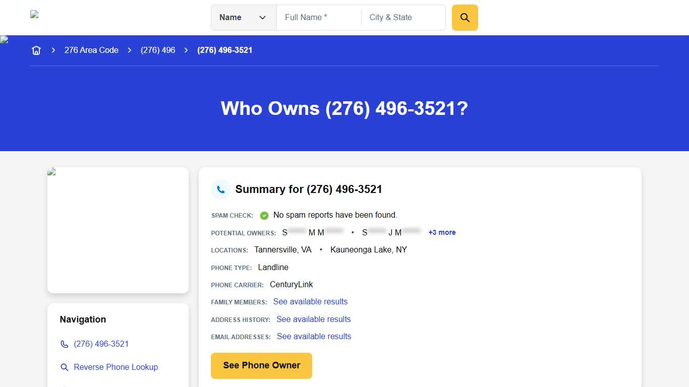 (276) 496-3521 | Reverse Phone Lookup | Anywho